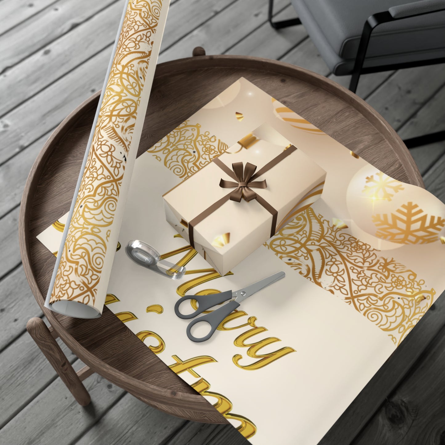 Gold and White Ornaments Gift Wrap Papers