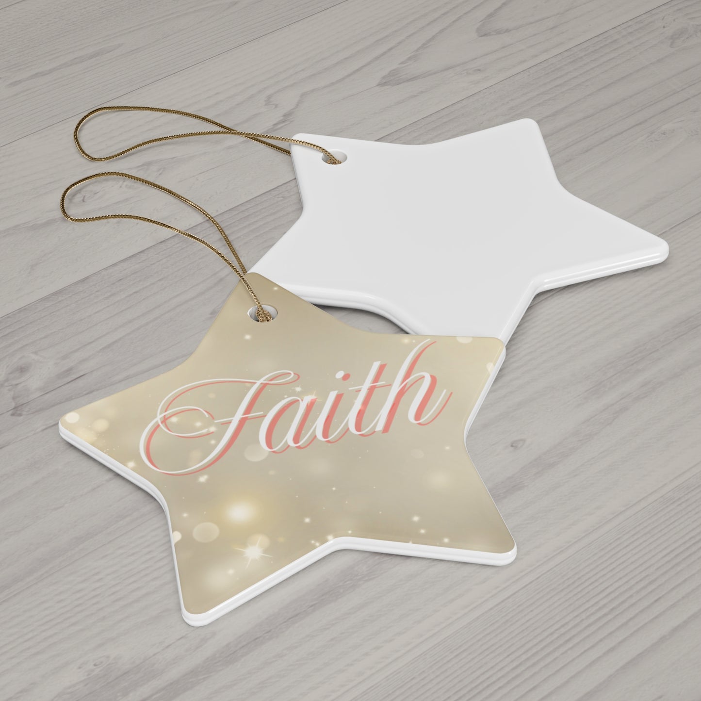 Christmas Ceramic Ornament - Faith with Marble and Gold Dust Background