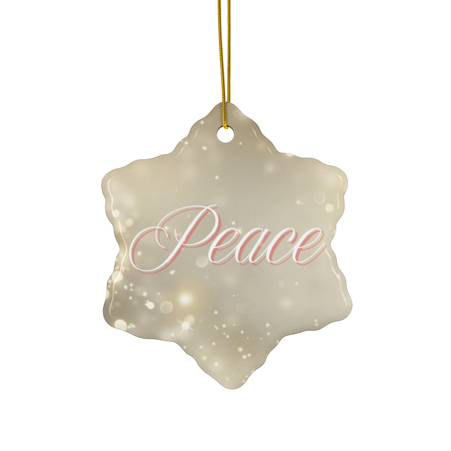 Christmas Ceramic Ornament, 4 Shapes - Peaceful Marble and Gold Dust Design