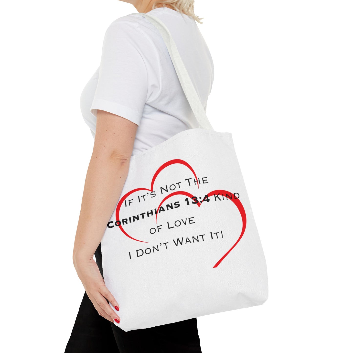 "1 Corinthians 13:4 Kind of Love", Tote Bag (AOP)