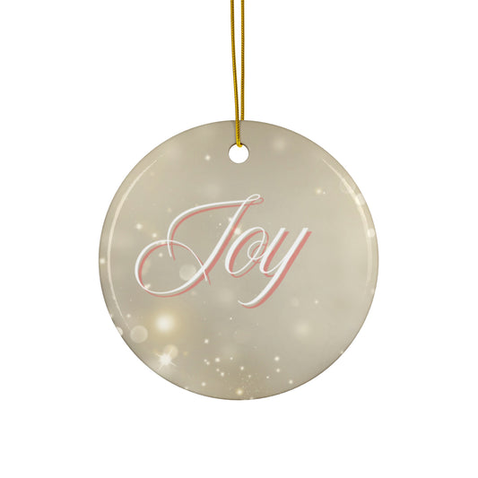 Christmas Ceramic Ornament - Joy with Marble and Gold Dust Background, 4 Shapes