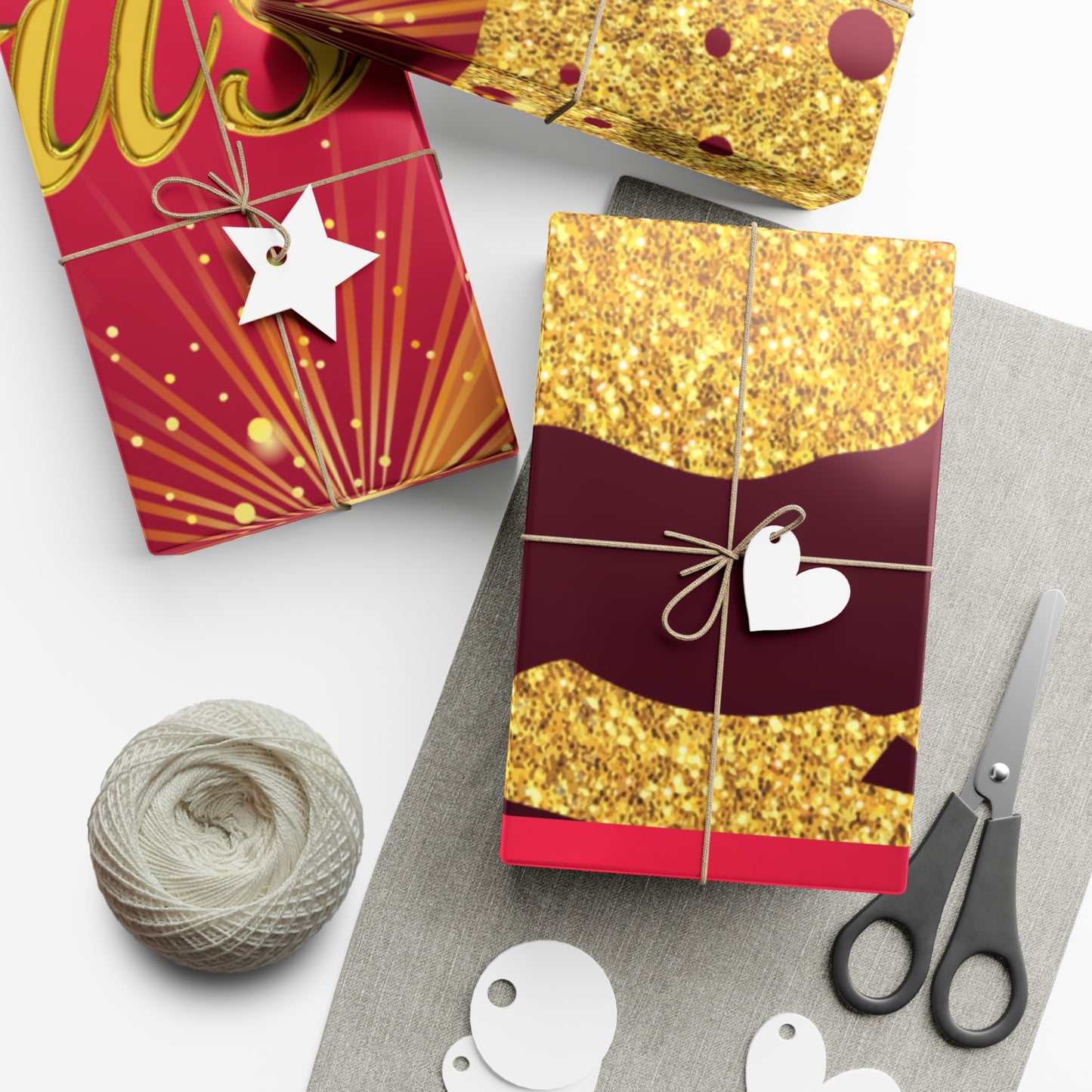 Maroon and Gold Running Deer Gift Wrap