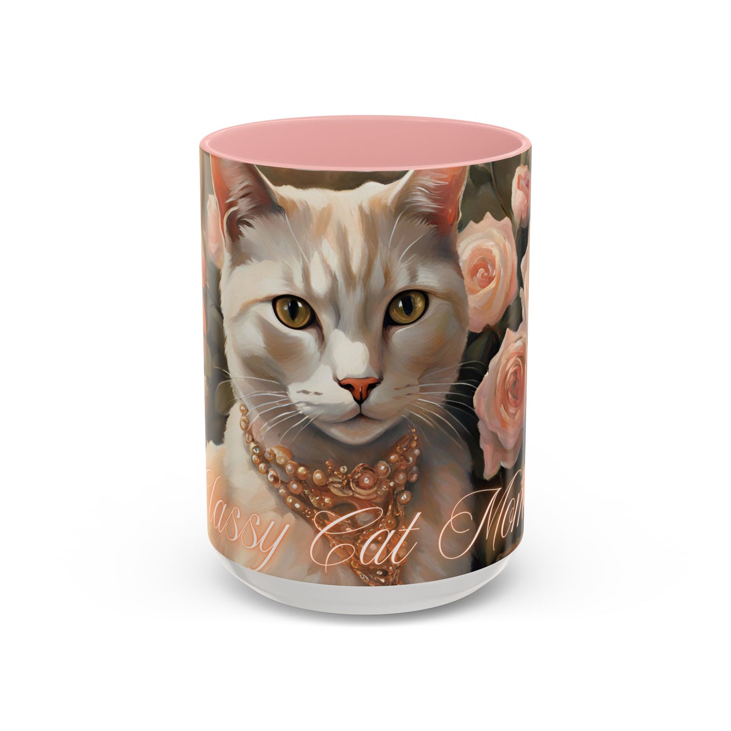 "Classy Cat Mom" Accent Coffee Mug (11, 15oz)