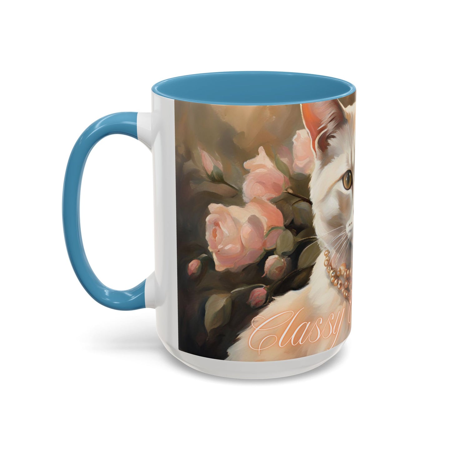 "Classy Cat Mom" Accent Coffee Mug (11, 15oz)