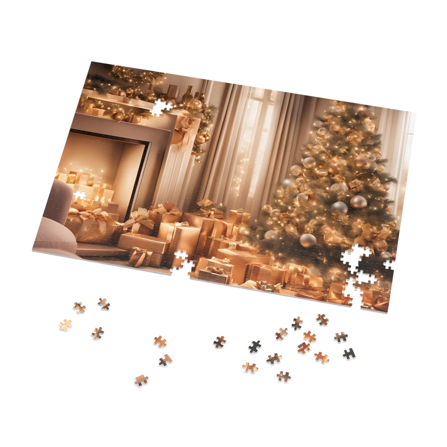 Luxurious Puzzle-Christmas by The Fireplace (Satin-500 pcs or 1000 pcs)