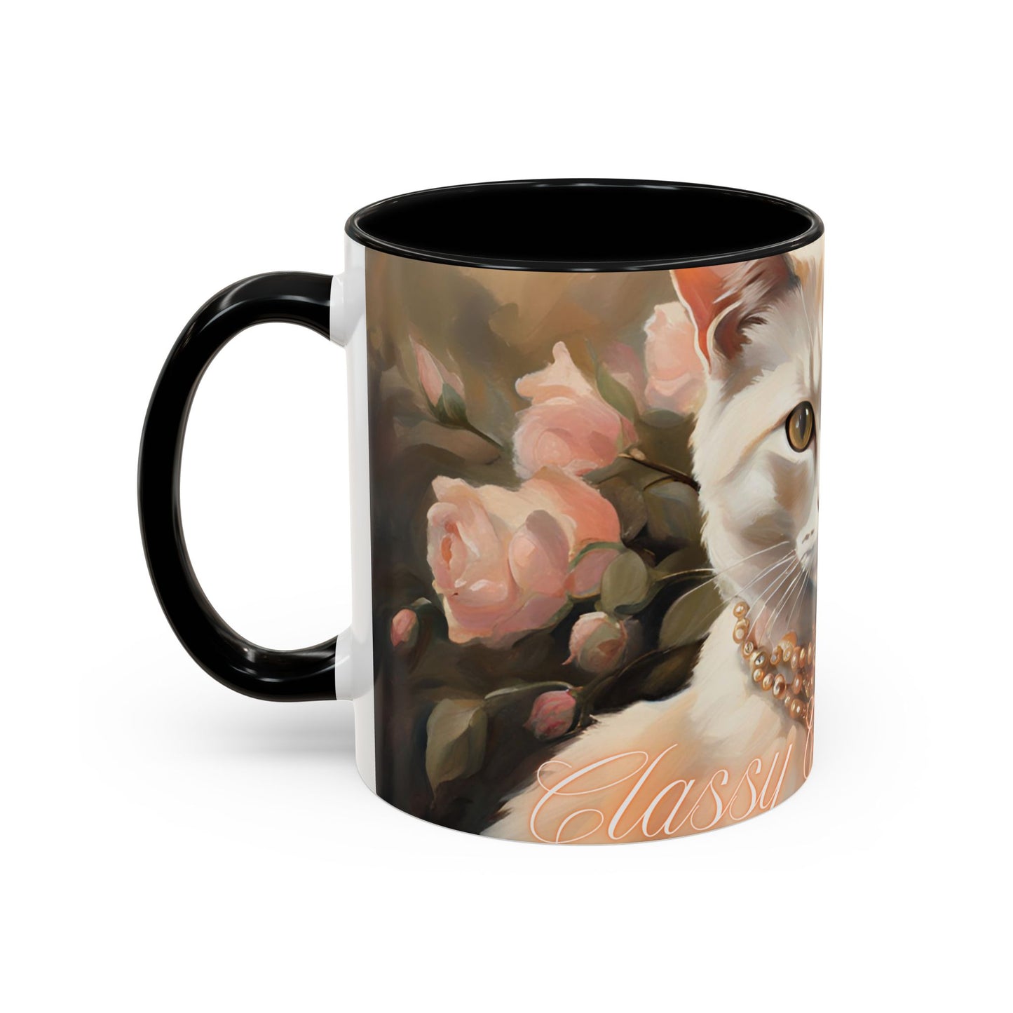 "Classy Cat Mom" Accent Coffee Mug (11, 15oz)