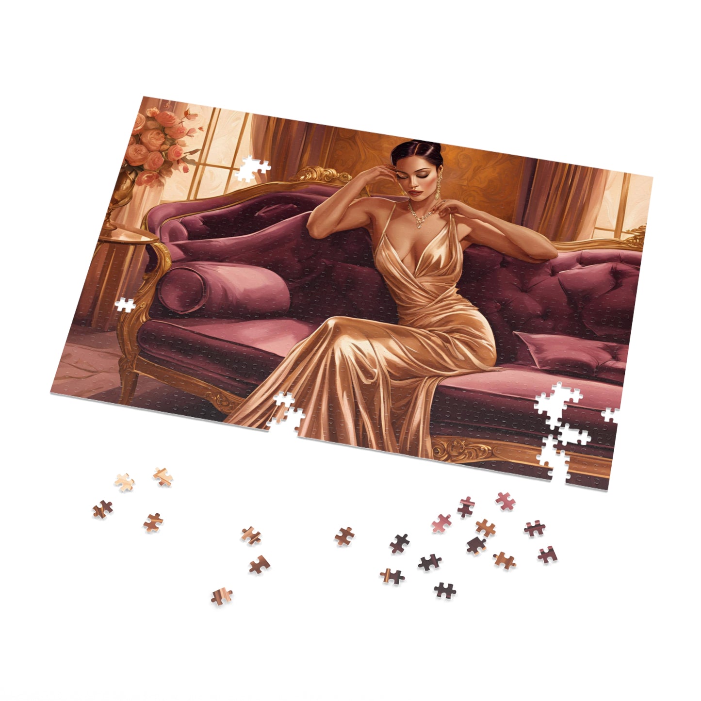 Golden Elegance: A Luxurious Lady in Gold Puzzle (Satin-1000 pcs)