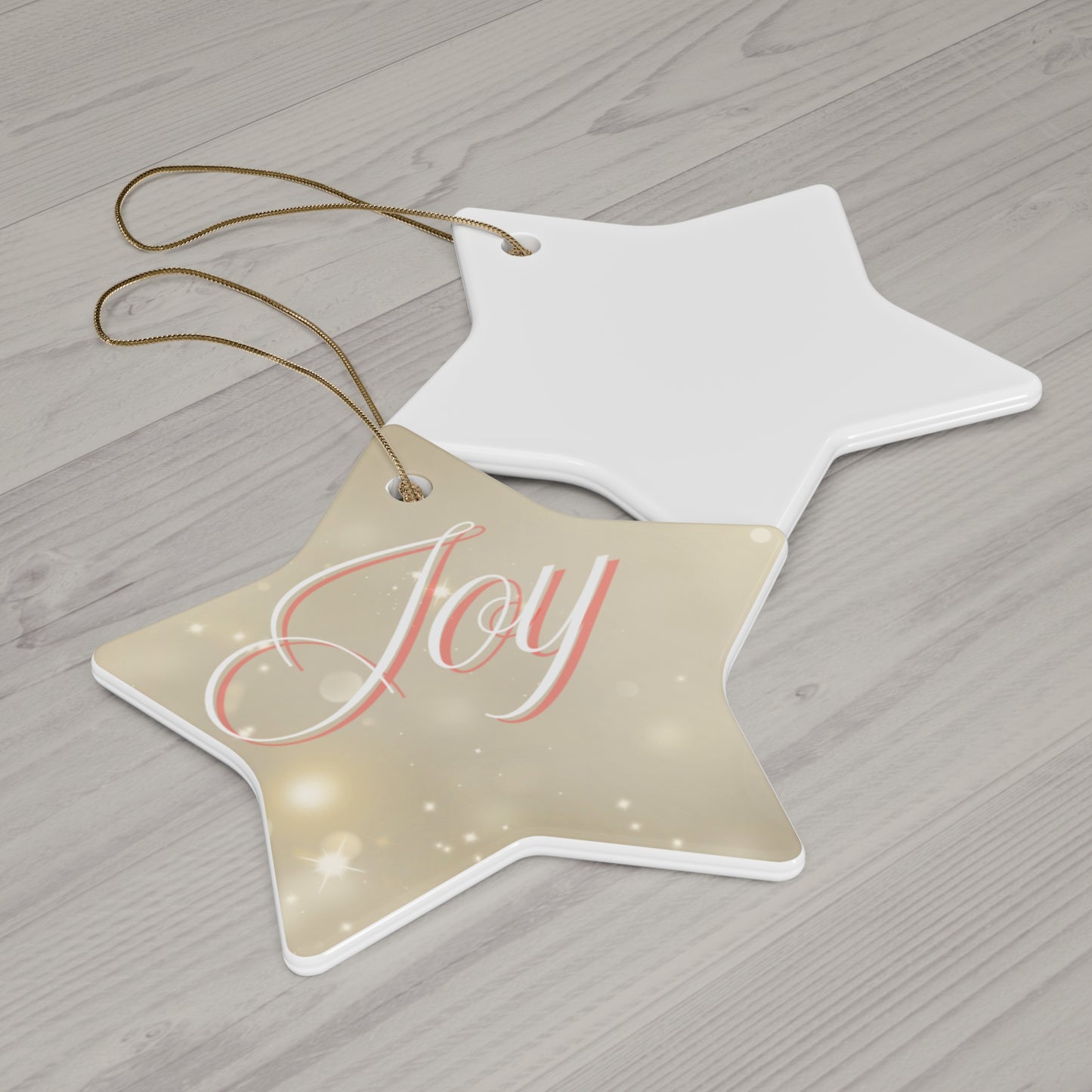 Christmas Ceramic Ornament - Joy with Marble and Gold Dust Background, 4 Shapes