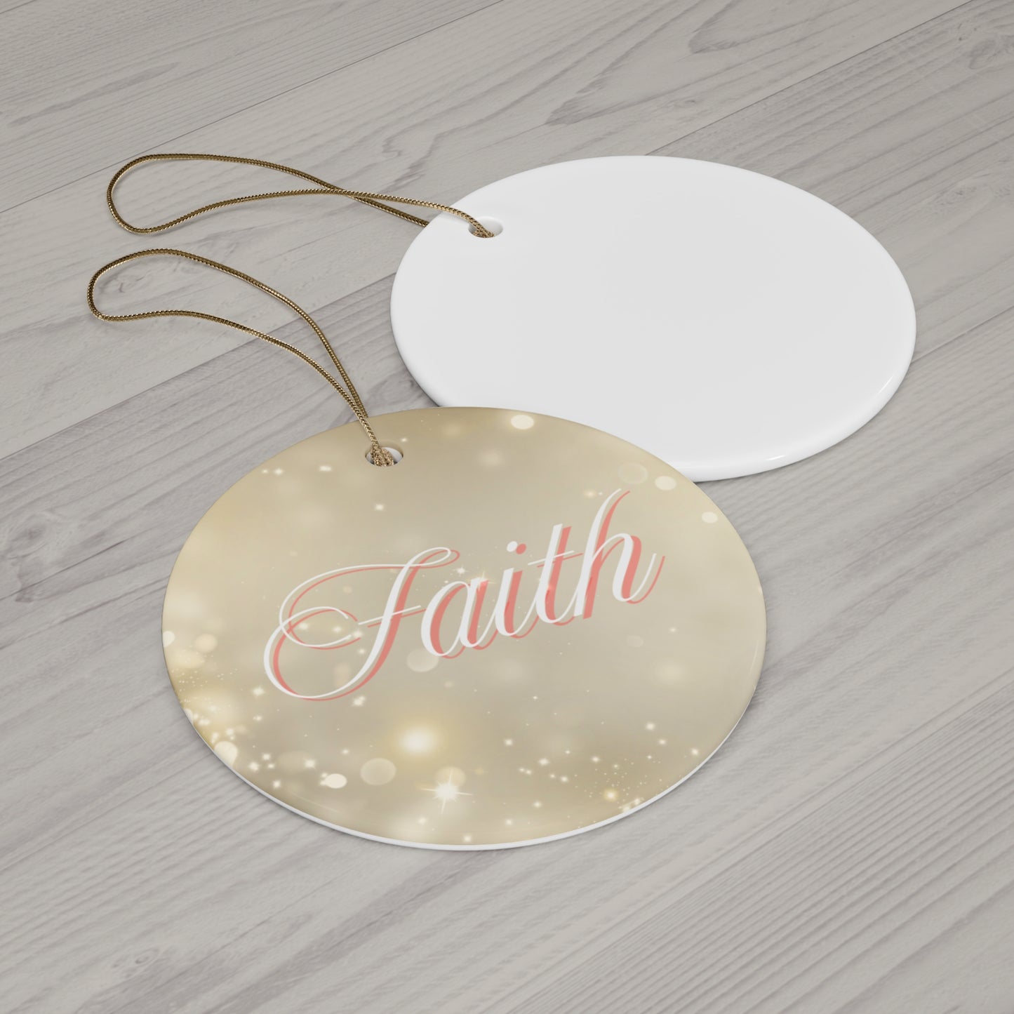 Christmas Ceramic Ornament - Faith with Marble and Gold Dust Background