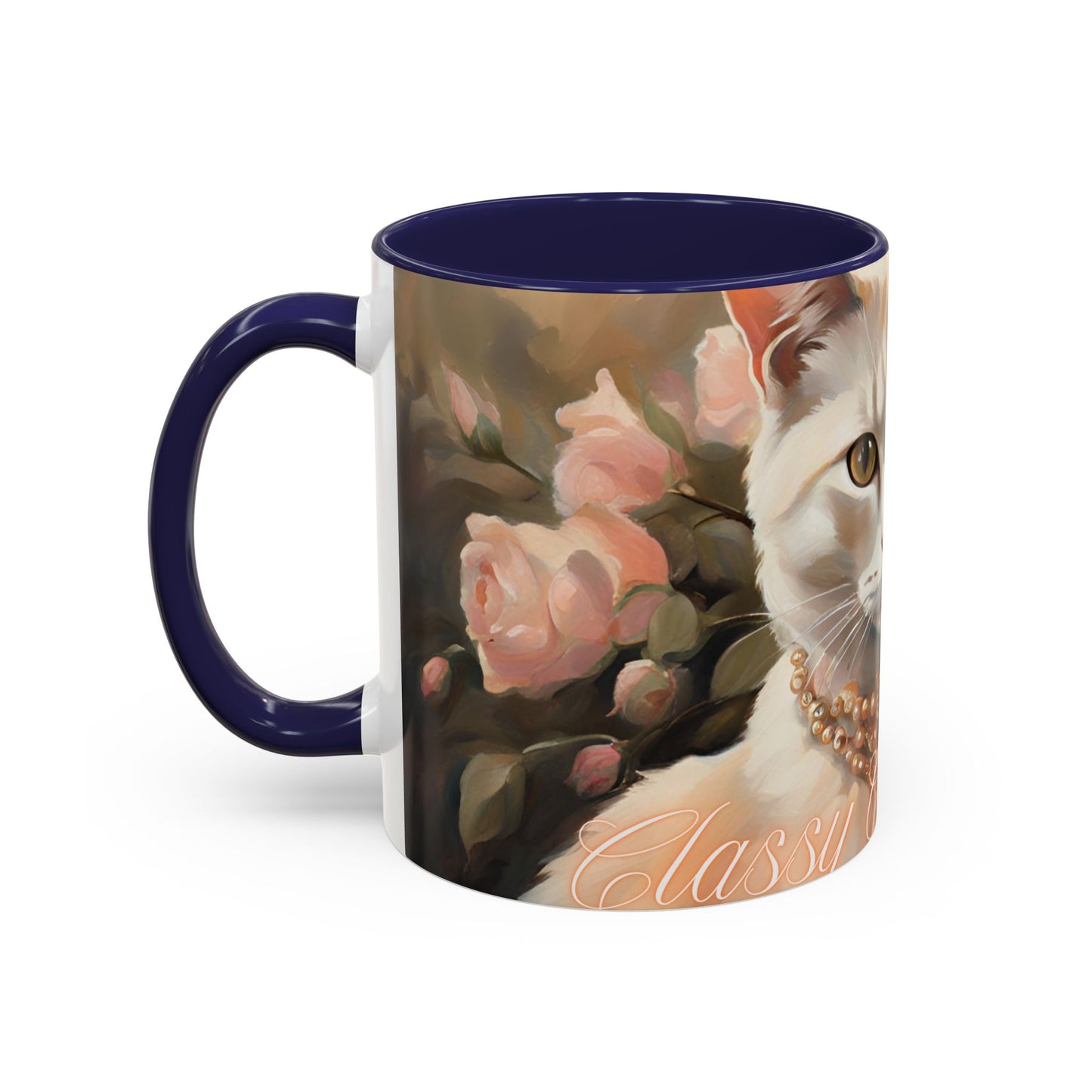 "Classy Cat Mom" Accent Coffee Mug (11, 15oz)