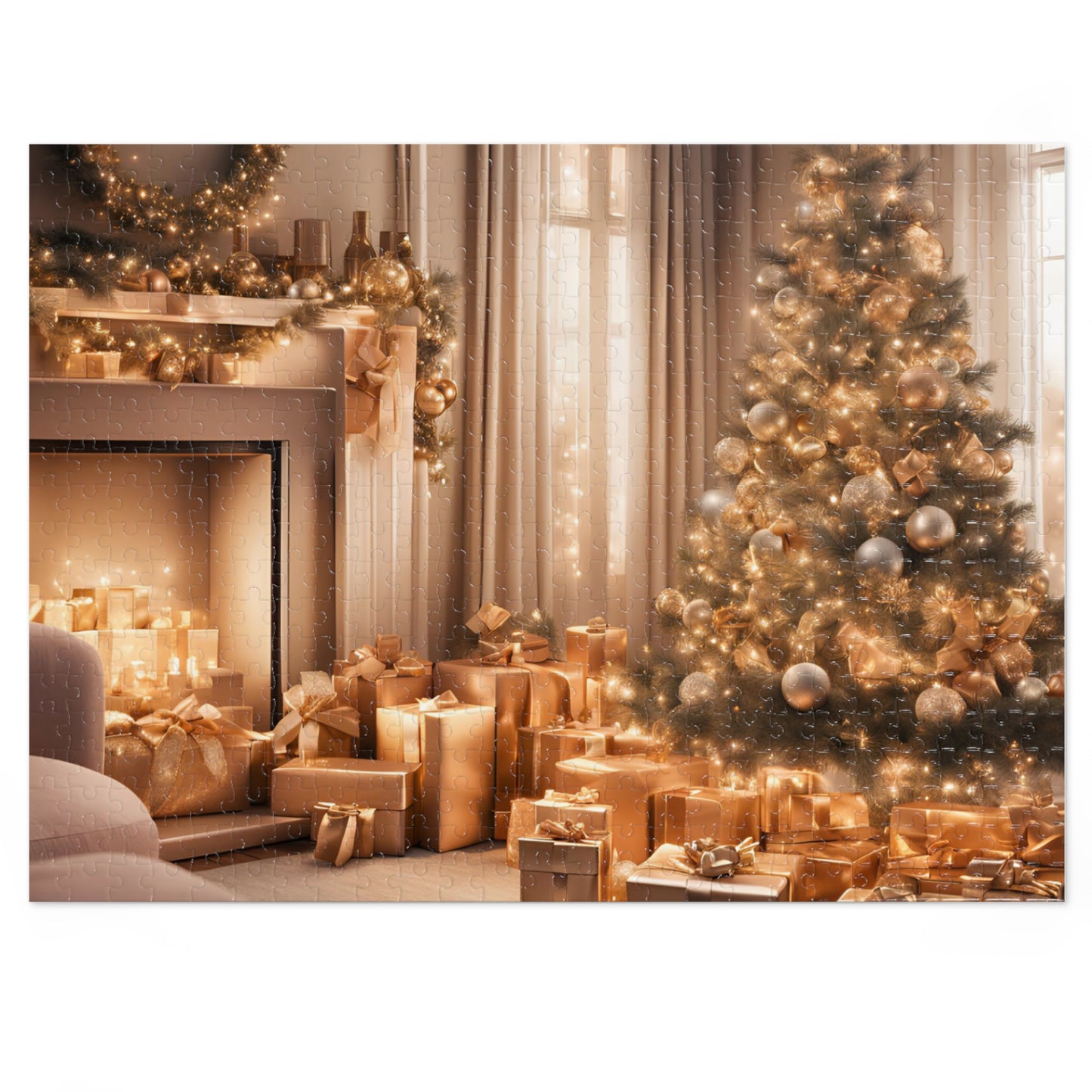 Luxurious Puzzle-Christmas by The Fireplace (Satin-500 pcs or 1000 pcs)