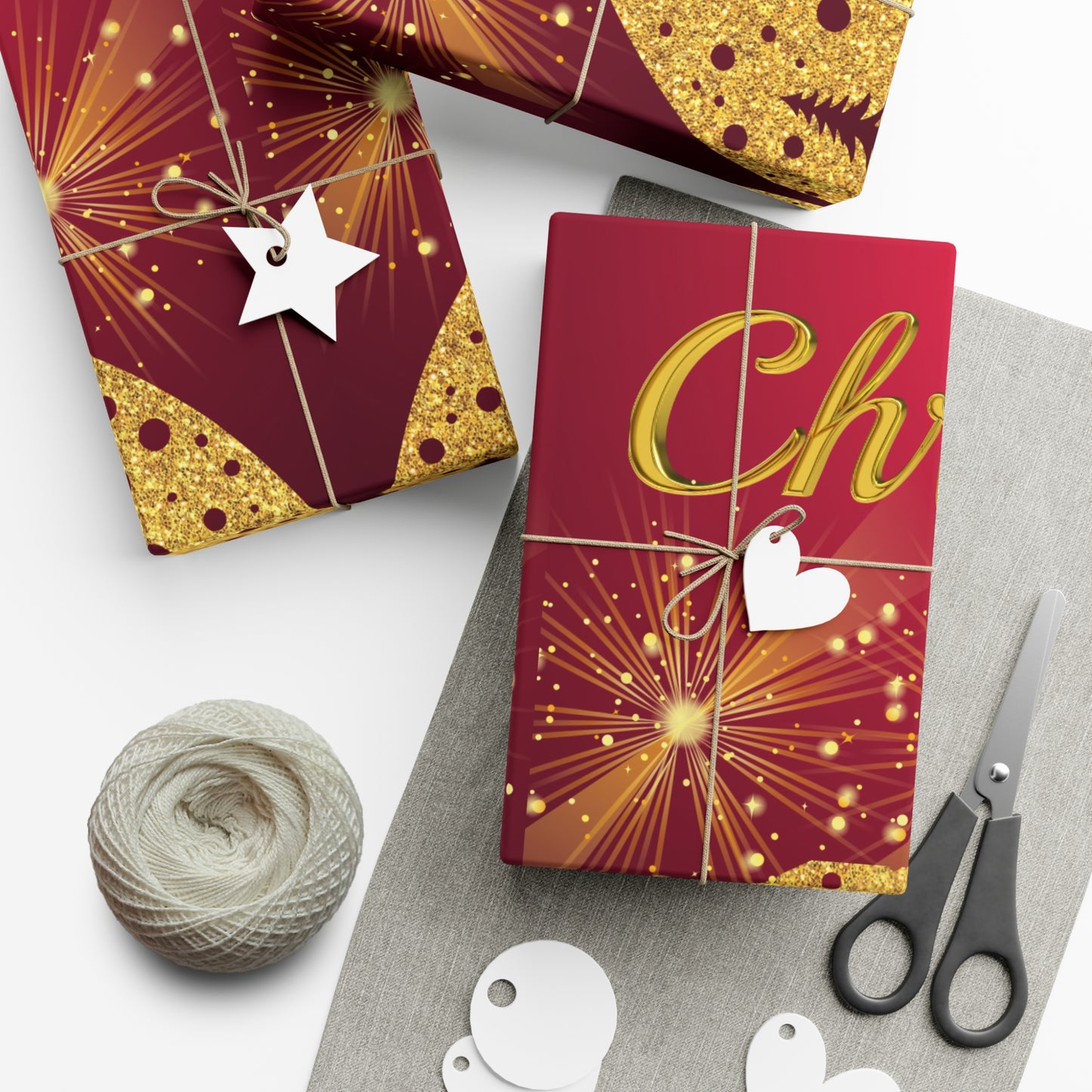 Maroon and Gold Running Deer Gift Wrap