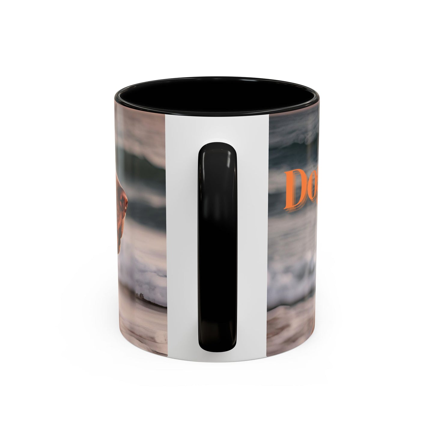 Coffee Mug - Brown Pitbull 'Dog Dad' Beach Design