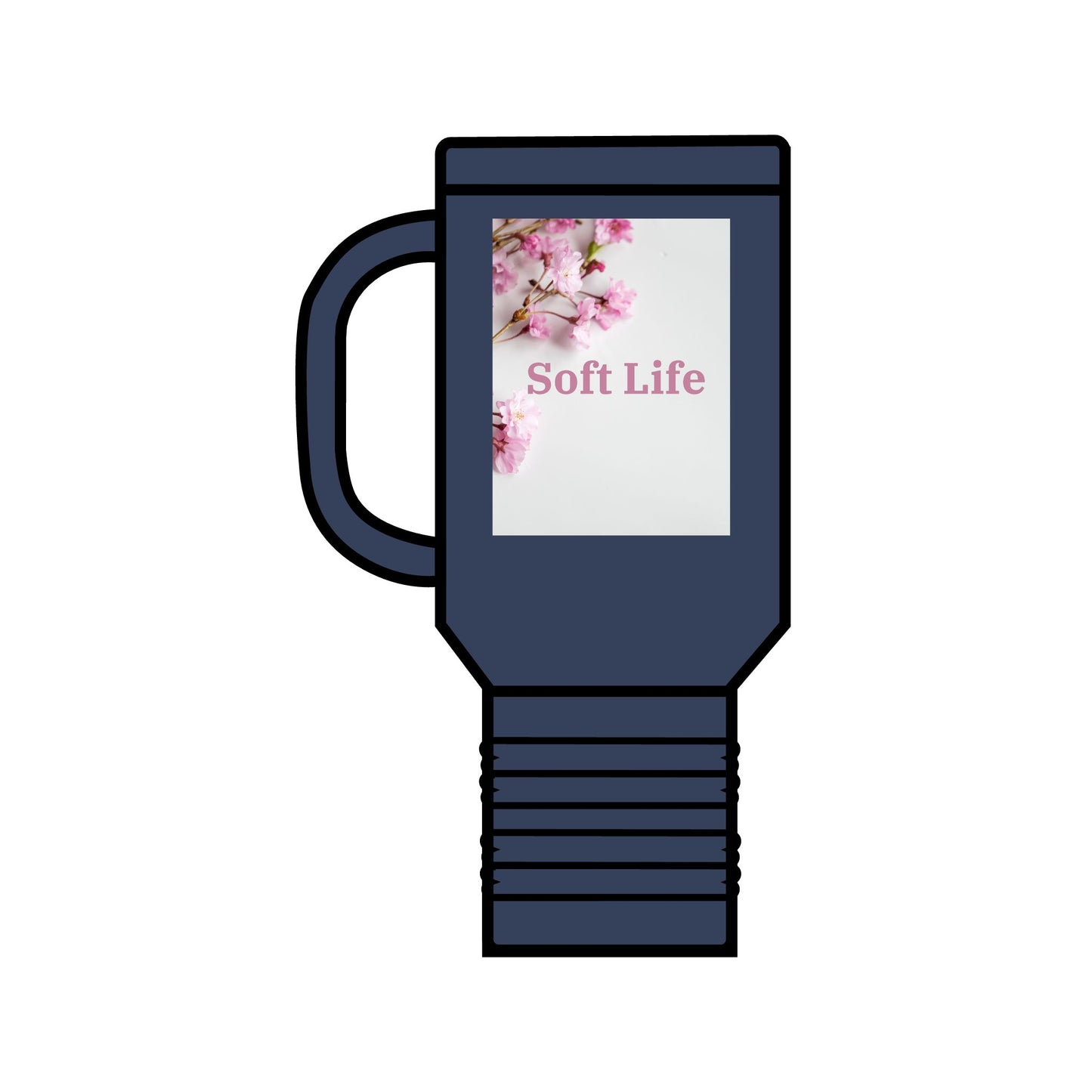 Floral "Soft Life", Insulated Travel Mug, 40oz