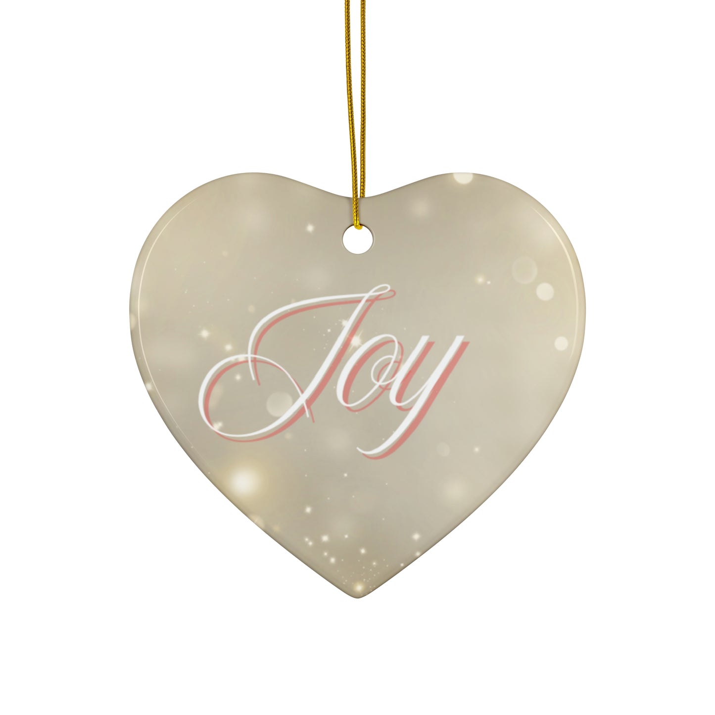 Christmas Ceramic Ornament - Joy with Marble and Gold Dust Background, 4 Shapes