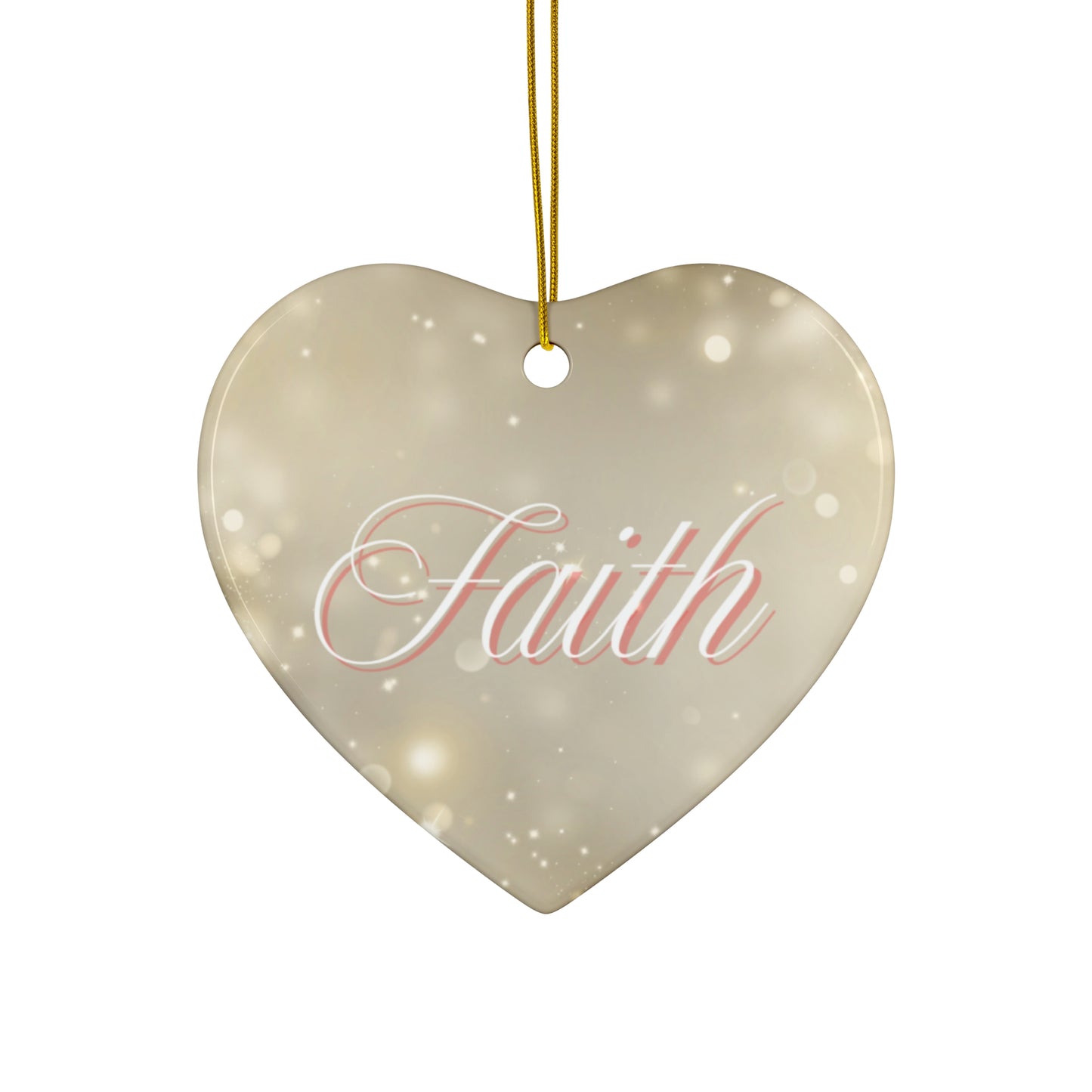 Christmas Ceramic Ornament - Faith with Marble and Gold Dust Background