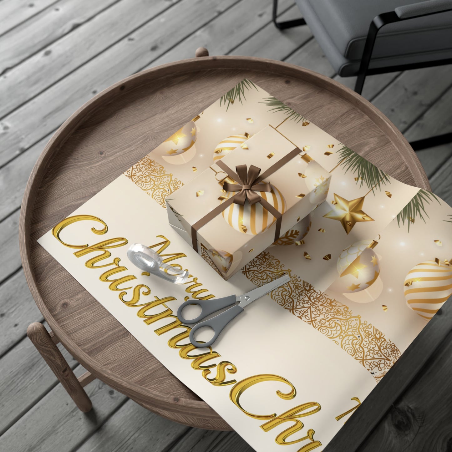 Gold and White Ornaments Gift Wrap Papers