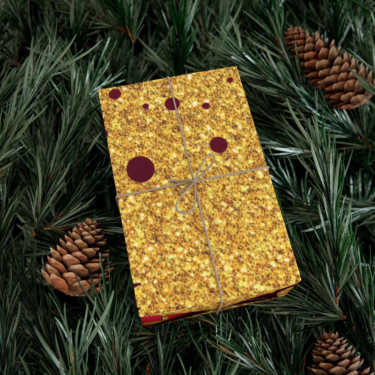 Maroon and Gold Running Deer Gift Wrap