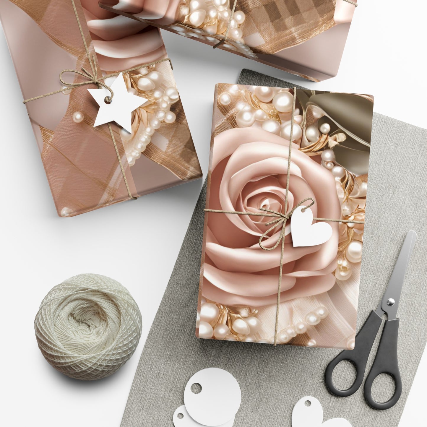 Rose Gold and Pearls Gift Wrap Paper