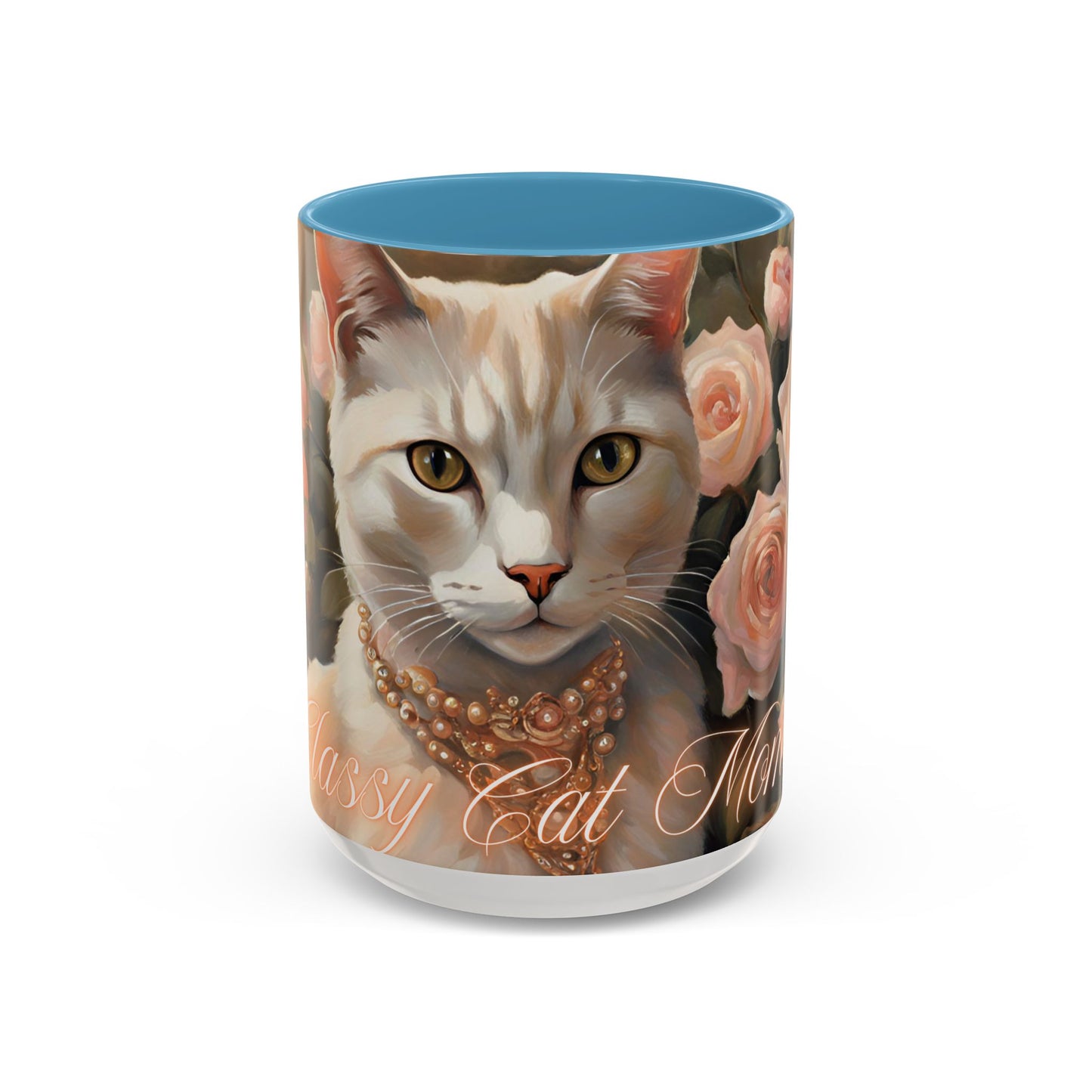 "Classy Cat Mom" Accent Coffee Mug (11, 15oz)